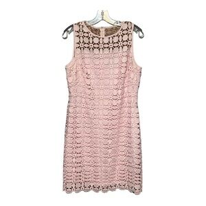 Lauren Ralph Lauren Melia Lace Shift Dress 12 Pink Geometric Guipure